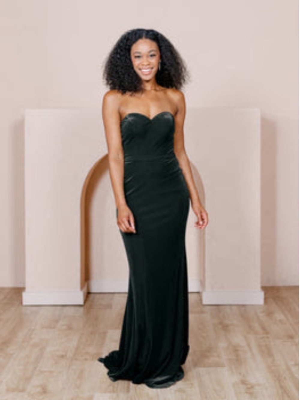Revelry Quinn Velvet Gown in “Classic Emerald” 614 - 4 Petite